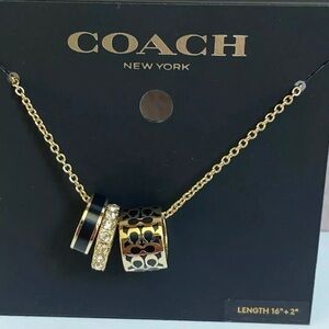 Coach Gold and Black Charm Necklace